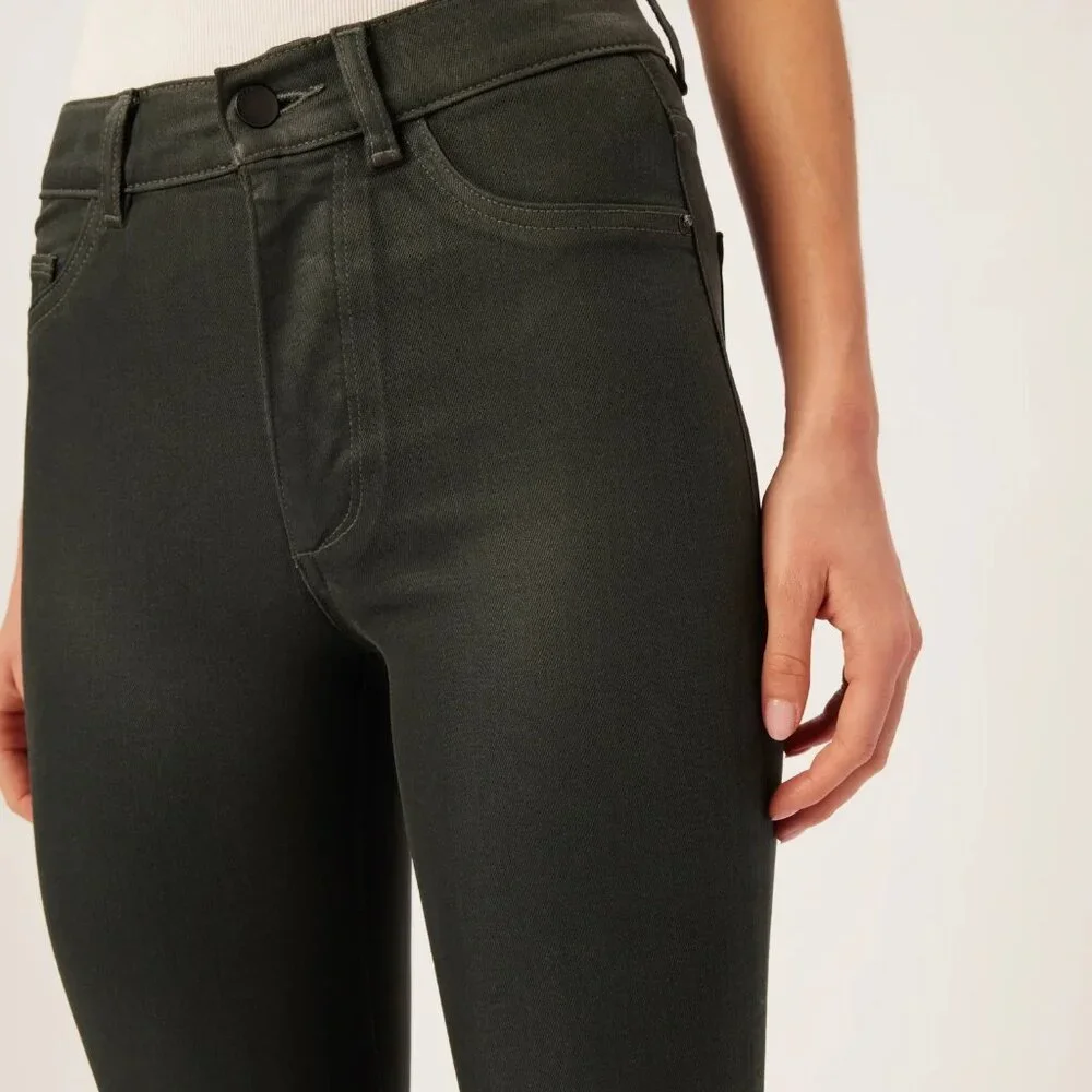 NWT DL1961 Bridget Boot High Rise Instasculpt Jeans Denim in Deep Pine Coated 26 - Picture 3 of 9